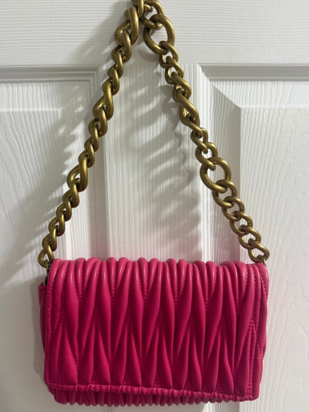 Montana West Hot Pink Quilted Crossbody Shoulder Bag Gold Chain Barbiecore